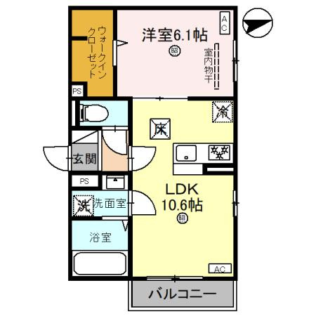 西宮市門戸荘のアパートの間取り