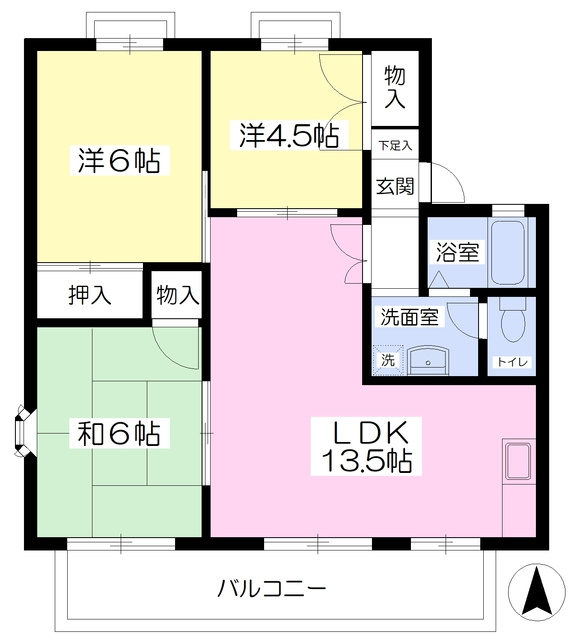 セジュール十禅寺Ａ棟 の間取り