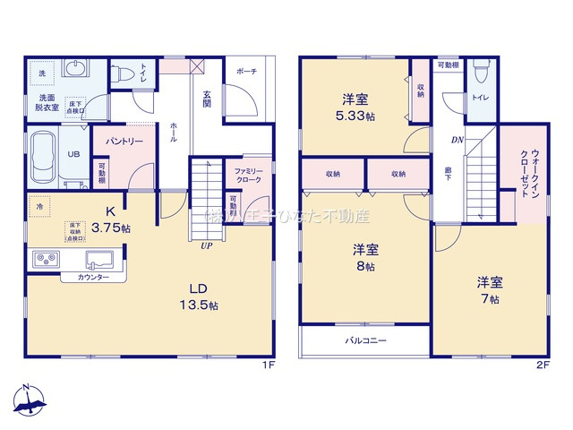 『八王子市新築戸建て』八王子市上壱分方町425-1【仲介手数料無料】　１８期の間取り|～仲介手数料無料☆八王子ひなた不動産～八王子市上壱分方町　新築戸建て