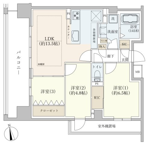 オープンレジデンシアナゴヤドーム前矢田の間取り