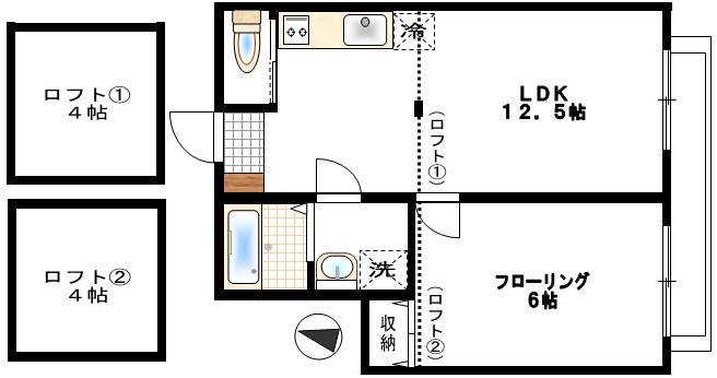 フラットハナタキの間取り