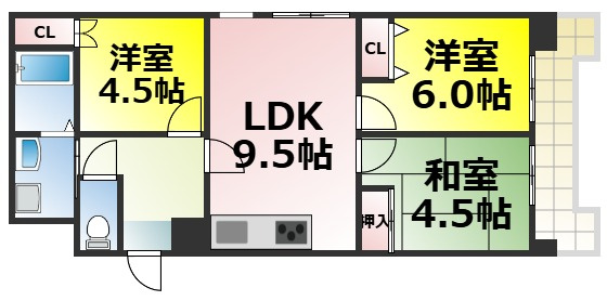 【間取り】 | ドエル北堀江 仲介手数料無料
