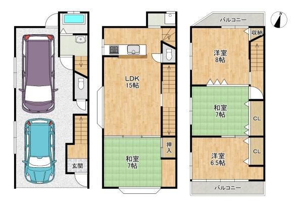 門真市 岸和田 ３丁目　中古 一戸建ての間取り