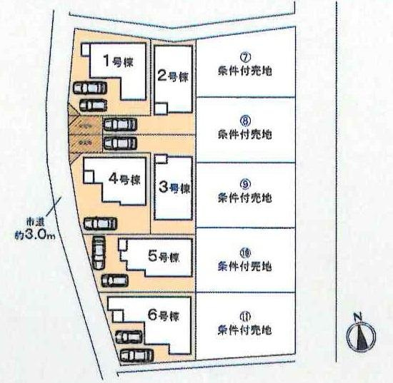 蒲郡上本町第1期　全11棟・6号棟の区画図|6号棟です。