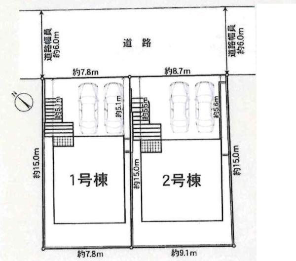 岡崎市滝町第4　全2棟・1号棟の区画図