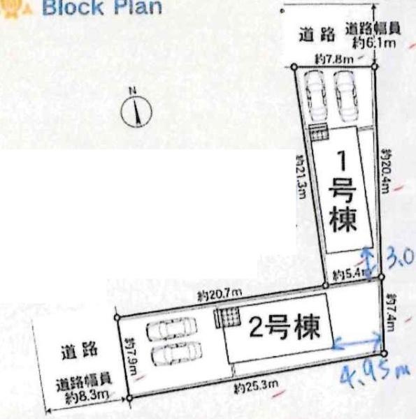 西尾市桜町第2　全2棟・1号棟の区画図