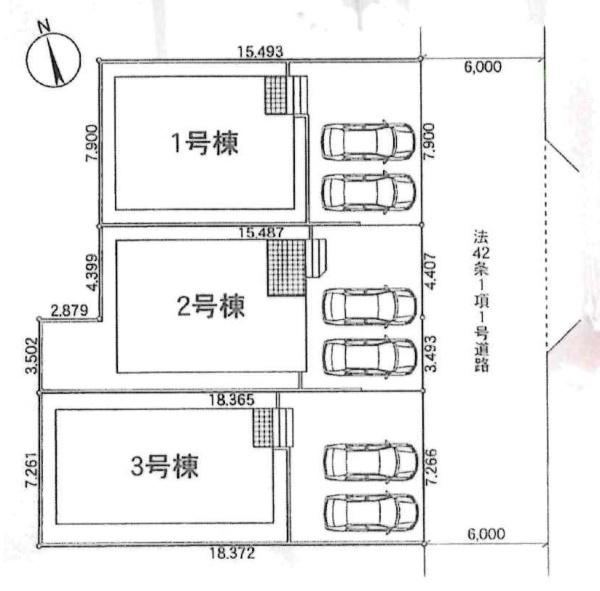 碧南市志貴崎町第4　全3棟・3号棟の区画図