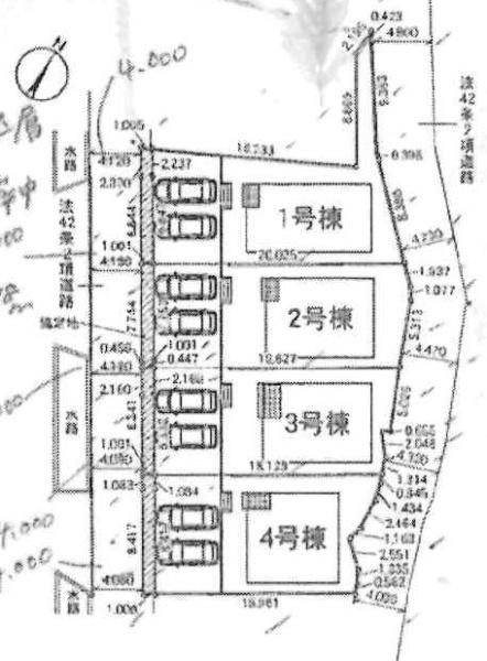 西尾市平坂町第10　全4棟・1号棟の区画図