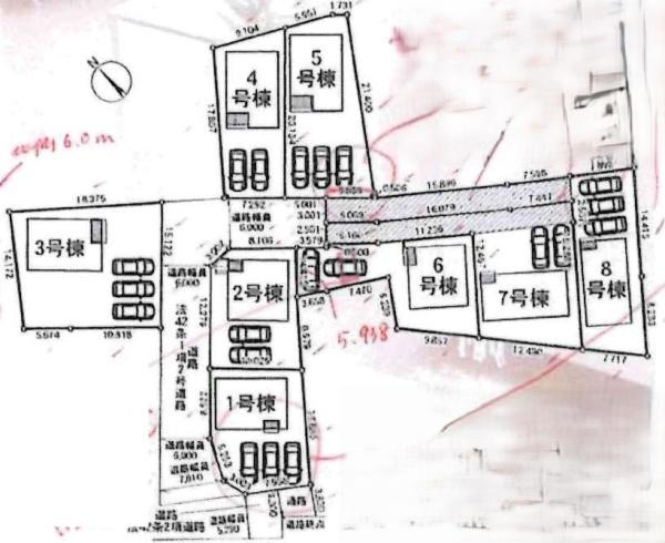 高浜市神明町第6　全8棟・8号棟の区画図
