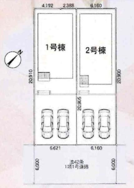 碧南市日進町第7　全2棟・1号棟の区画図