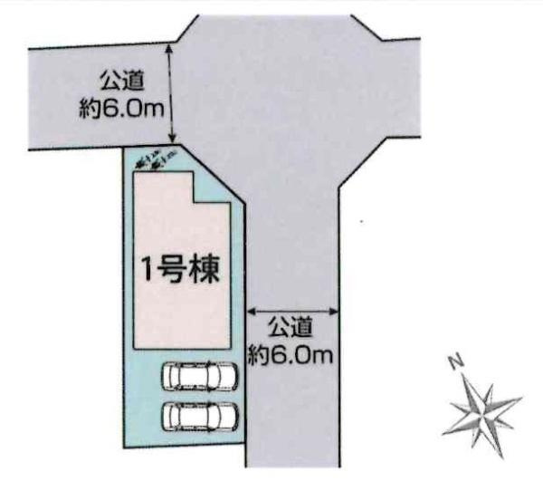 岡崎市中町4丁目　全1棟・1号棟の区画図