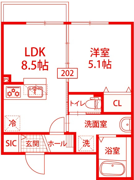平塚市松風町のアパートの間取り