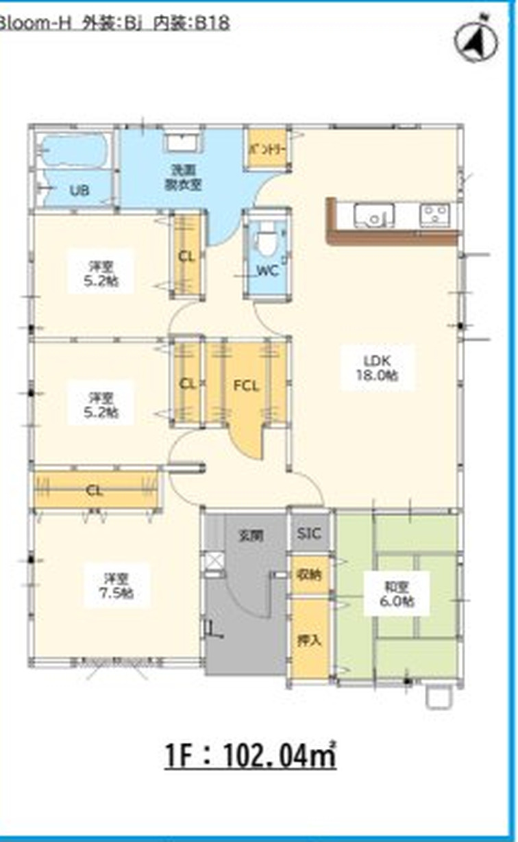 佐賀市大和町大字尼寺6期3区画 3号棟の間取り
