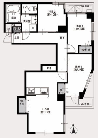 ライオンズマンション駒場の間取り