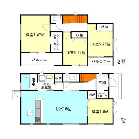 【間取り】 | ハートフルタウン前橋市朝日が丘町8番ー① | 全居室明るい南向き！シューズインクロークやウォークインクローゼット完備！