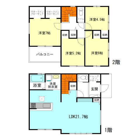【間取り】 | リテラシエ高崎市聖石町1期ー① | 家族と自然に顔合わせできるリビングアクセス階段！
水回りを最短距離で結んだラクラク家事同線！
