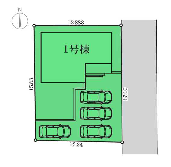 【区画図】 | リーブルガーデン.S高崎市倉賀野町第37ー① | カースペースは並列3台以上駐車可能！
