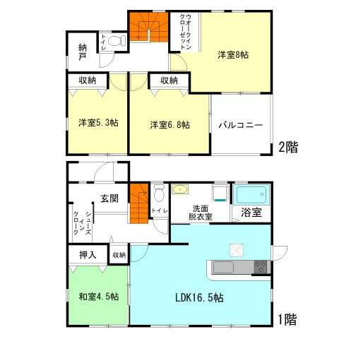 【間取り】 | リーブルガーデン.S渋川市第18金井ー⑦ | シューズインクロークに納戸など収納完備！
