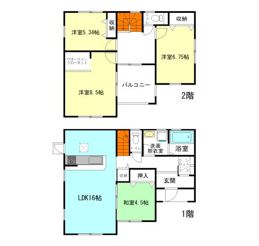 【間取り】 | リーブルガーデン.S渋川市第18金井ー① | 玄関には嬉しいシューズインクローク完備！
2階ホールから直接アクセスできるインナーバルコニー！