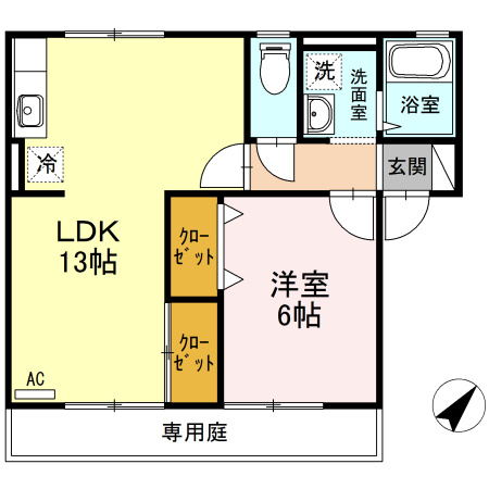 【間取り】 | タクトハイツ日浅Ⅱ | 1LDKのお部屋です