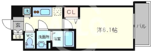 プレサンス松屋町駅前の間取り|プレサンス松屋町駅前　6.1帖のきれいな間取り