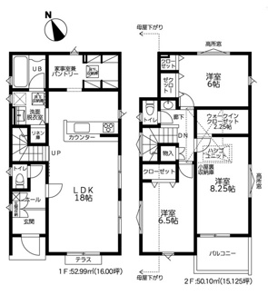 【間取り】 | 茅ヶ崎市甘沼  2号棟 4期 | 3LDK+屋根裏収納　都市ガス　網戸標準仕様　シャッター4箇所付　玄関ドアFamiLock　浴室乾燥機+窓・浴室TV　食洗器・浄水器　セカンド洗面　室内物干し　家事室兼パントリー　WIC　LDK18帖