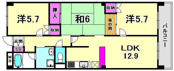 西宮エバーグリーンの間取り