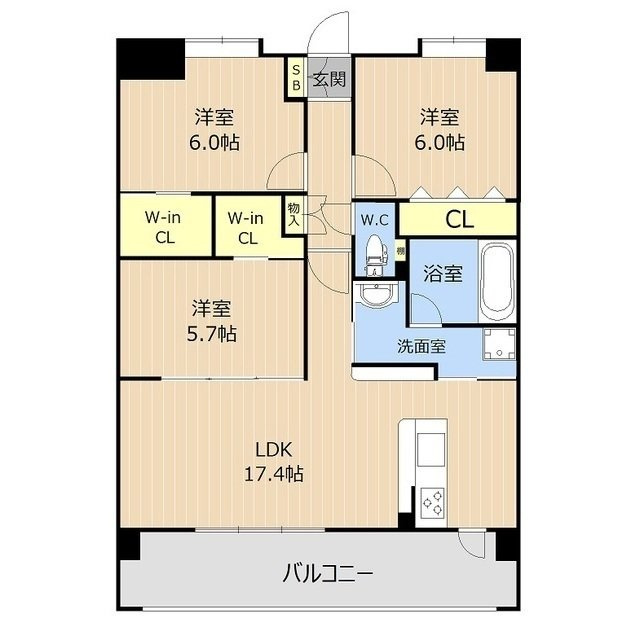 熊本市中央区本山町の賃貸マンションの間取り