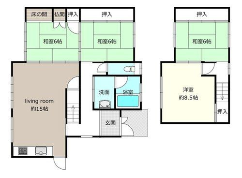 戸建 たつの市揖保川町山津屋の間取り