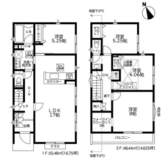 【間取り】 | 茅ヶ崎市甘沼  4号棟 4期 | 4LDK+屋根裏収納　都市ガス　網戸標準仕様　シャッター7箇所付　玄関ドアFamiLock　浴室乾燥機+窓・浴室TV　食洗器・浄水器　セカンド洗面　室内物干し　WIC　LDK17帖　メイン洋室8帖