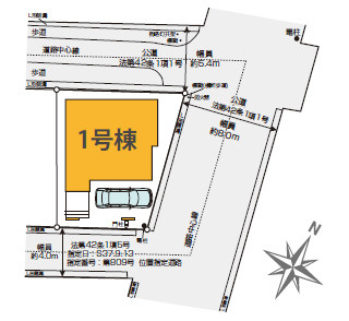 杉並区上井草3丁目　3方角地×ZEH水準　車庫付ハイグレード住宅　限定1棟の区画図