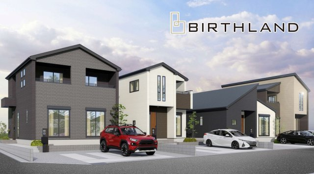 新築戸建・新築建売　郡山市富久山町久保田岡ノ城　行健小・行健中の外観パース|全体完成予想図