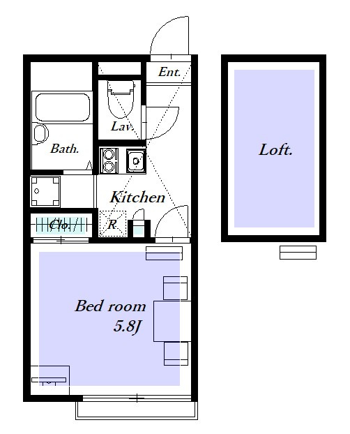 レオパレスブルーメハイム高田Ⅱの間取り
