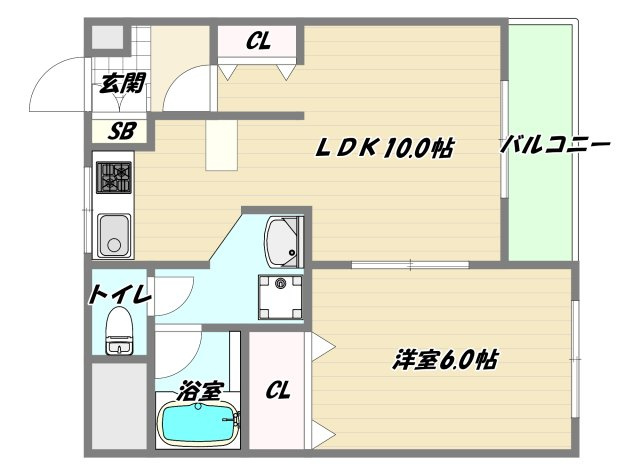 大阪市東淀川区小松２丁目の賃貸マンションの間取り