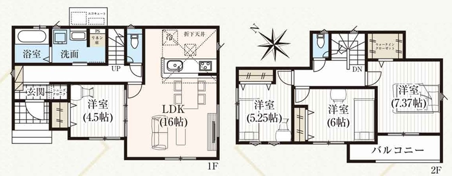 【新築戸建】　いわき市小名浜南君ヶ塚町3期　1棟限定　【長期優良住宅】の間取り|1号棟の間取り図です。ご参照ください。