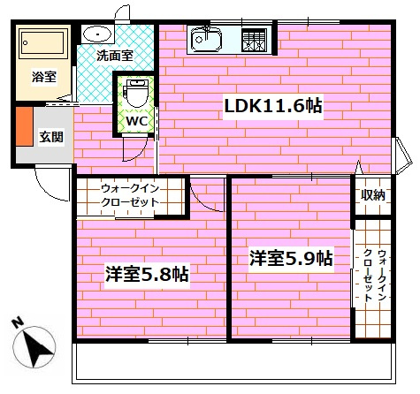 洋光シャインハウス B棟の間取り