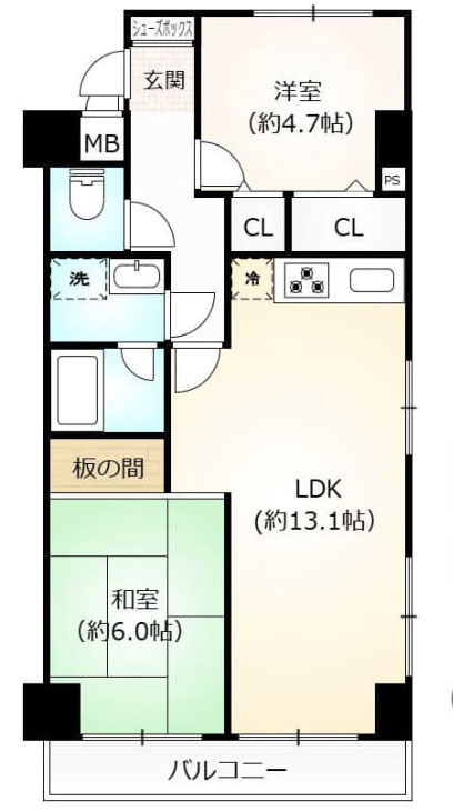 青梅市東青梅５丁目の中古マンションの間取り