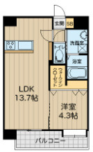 熊本市中央区八王寺町の賃貸マンションの間取り