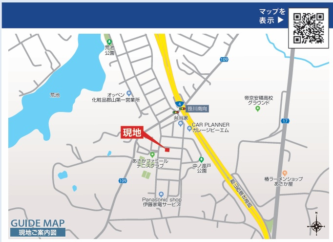 郡山市安積町笹川字中ノ渡戸　　　　2号棟　　　安積第3小学校、安積第2中学区の地図|案内図