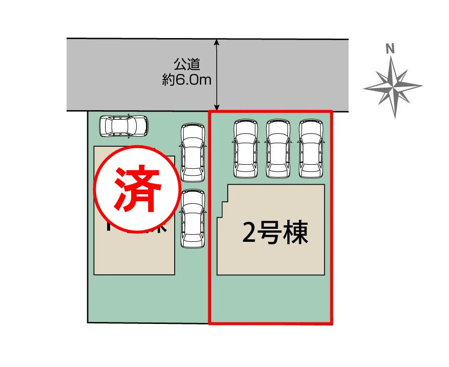 郡山市安積町笹川字中ノ渡戸　　　　2号棟　　　安積第3小学校、安積第2中学区の区画図