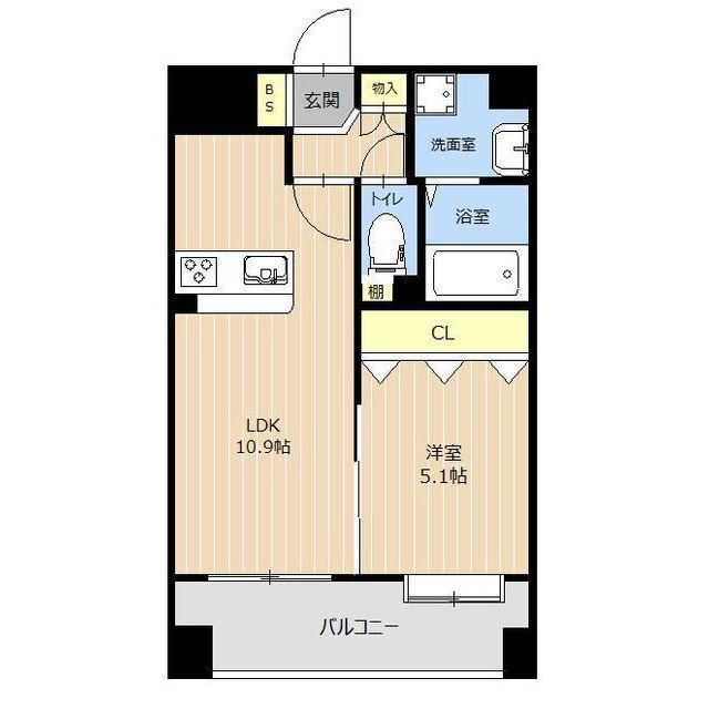 熊本市中央区新町４丁目の賃貸マンションの間取り