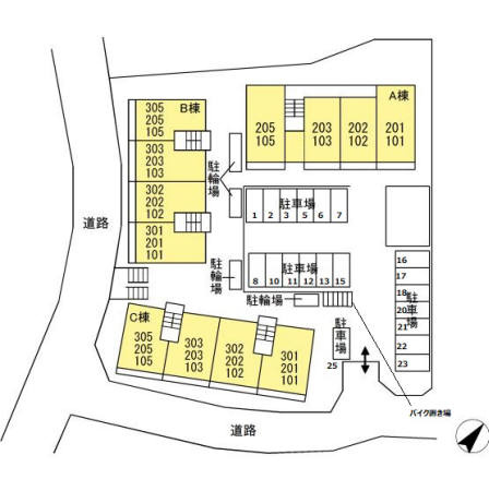 Regulus (ﾚｸﾞﾙｽ) C棟の区画図