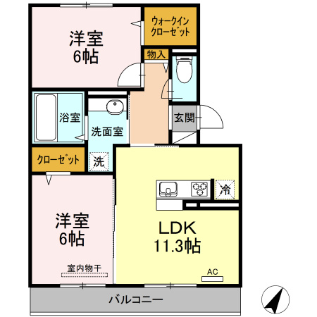 Regulus (ﾚｸﾞﾙｽ) C棟の間取り
