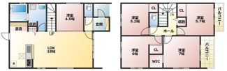 【間取り】 | 高砂市曽根町　新築戸建 | 2898万円、5LDK+S（納戸）、土地面積148.66平米、建物面積108.28平米 ■ゆとりのある5SLDK♪多目的に使えるカウンターあり♪