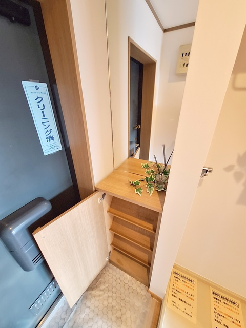 サンスプリングスの玄関|シューズBOX上は大きな鏡付き
