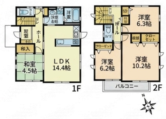 【中古戸建】熊谷市上之の間取り|■間取り図｜敷地面積：145.00㎡（43.86坪）建物面積：111.00㎡（約33.57坪）