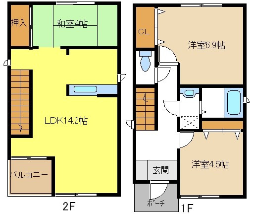 草薙町１－４コダテックスⅠＨの間取り