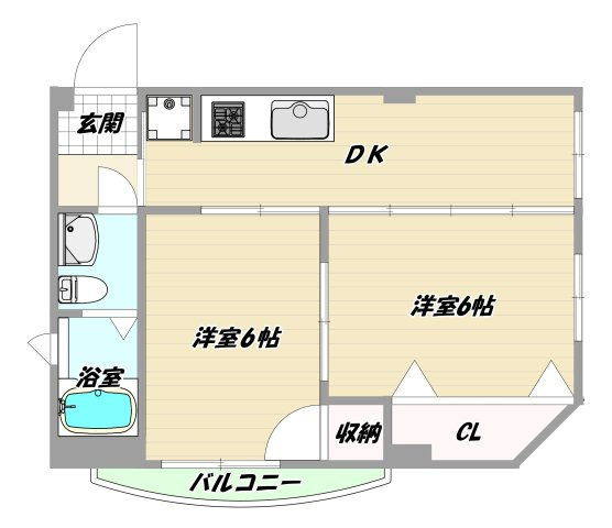 大阪市淀川区西三国１丁目の賃貸マンションの間取り