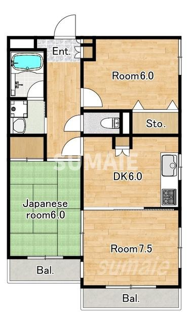 サンドラアーレ大宮の間取り|角部屋の3DKです☆