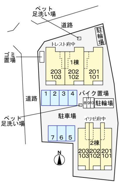 トレスト府中の駐車場